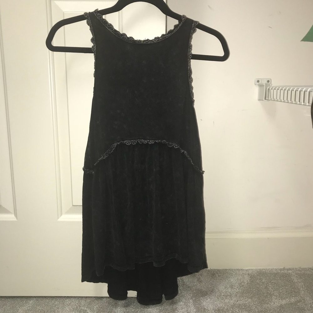 black embroidered edge tank top